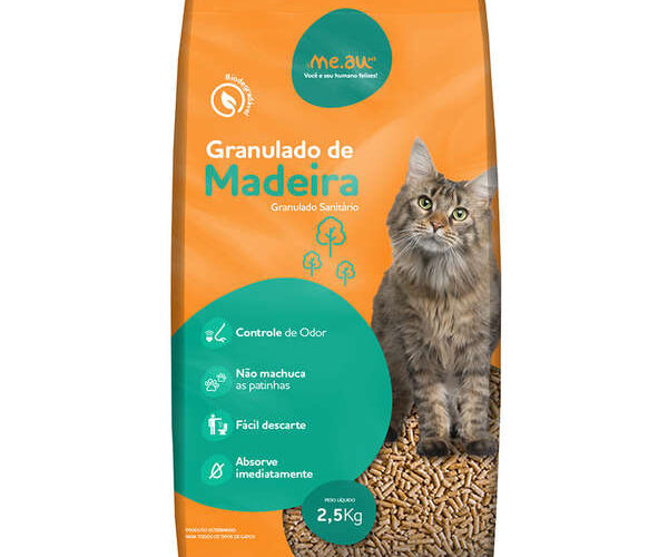 Granulado de madeira para gatos